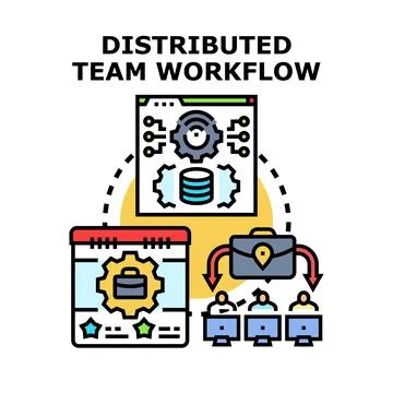 Distributed team workflow process for remote collaboration Illustrazione stock