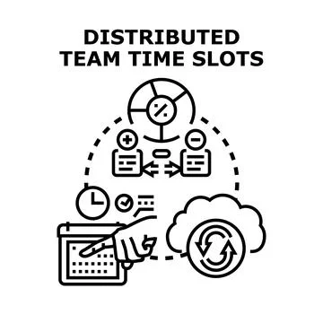 Distributed team working together scheduling time slots Stock Illustration