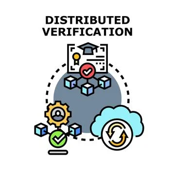 Distributed verification system checking digital identity and data Stock Illustration