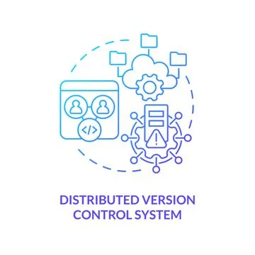 Distributed version control system blue gradient concept icon Stock Illustration