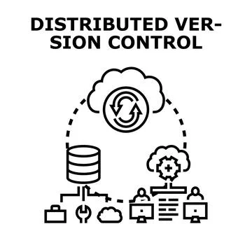 Distributed version control system concept illustrating collaboration Stock Illustration