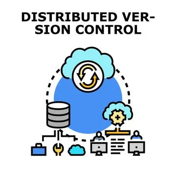 Distributed version control system concept illustrating collaboration Stock Illustration