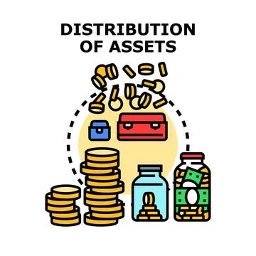Distributing financial assets and managing wealth resources Stock Illustration