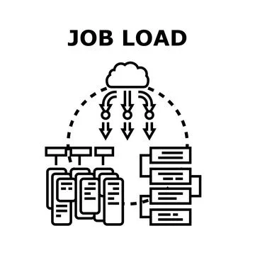 Distributing job load to servers and tasks concept Stock Illustration