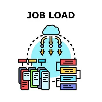 Distributing job load to servers and tasks concept Stock Illustration