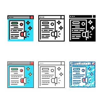 Distributing press release color icon vector set 스톡 일러스트