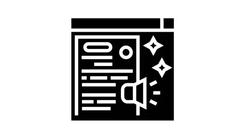 Distributing press release glyph icon animation Vídeo Stock 164028136