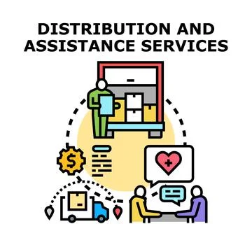 Distribution and assistance services concept illustration Stock Illustration