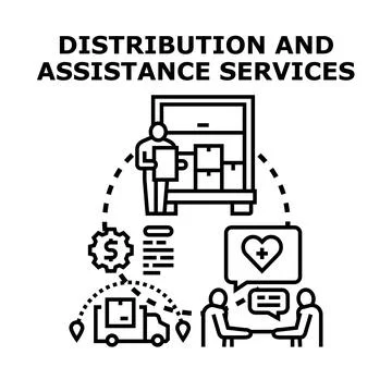 Distribution and assistance services concept illustration Stock Illustration