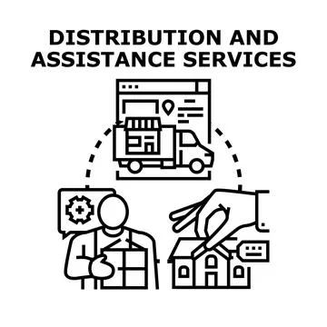 Distribution and assistance services vector concept illustration Stock Illustration