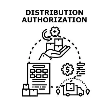 Distribution authorization process delivering products to customers Stock Illustration