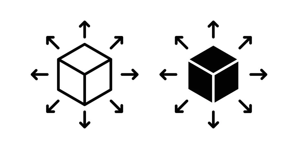 Distribution box icon set modern line and solid style collection. Stock Illustration