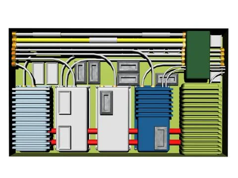 Distribution box with lines and cables Stock Illustration