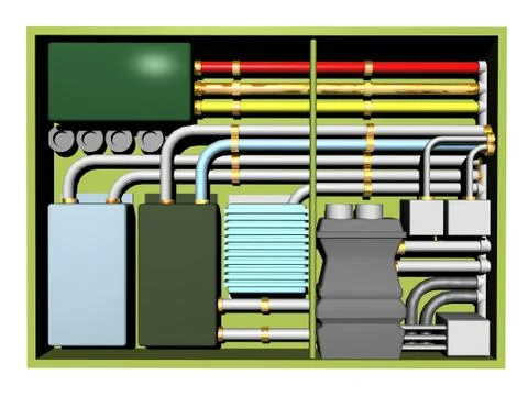 Distribution box with lines and cables Stock Illustration