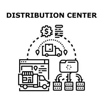Distribution center organizing logistics and inventory management concept Stock Illustration