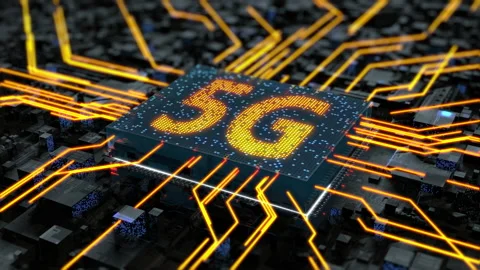 The distribution center of a wireless high-speed signal in an abstract city Stock Footage 152861805