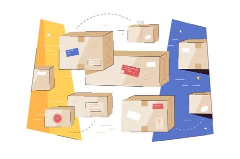 Distribution chain, process of cargo flow Stock Illustration
