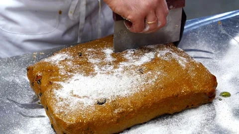 Distribution of the dough for making sweet rolls Stock Footage 246437063