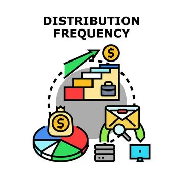 Distribution frequency concept with market share and growth Stock Illustration