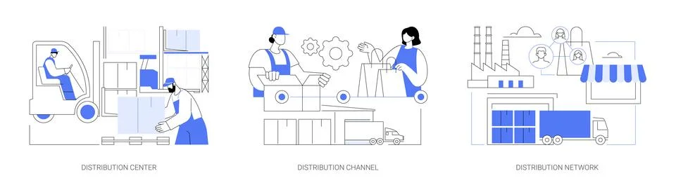 Distribution of goods abstract concept vector illustrations. Stock Illustration