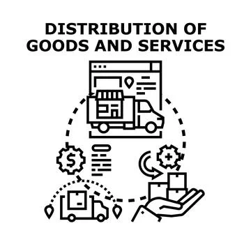 Distribution of goods and services logistics concept Stock Illustration