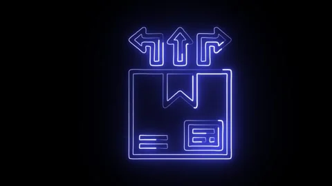 Distribution Icon Isolated on Black Background, Supply Network Neon Line An.. Stock Footage 323940717