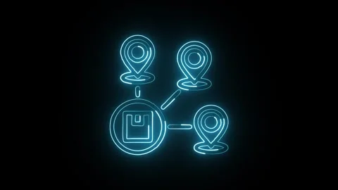 Distribution Icon Isolated on Black Background, Supply Spread Neon Line Ani.. Vidéo 324126703