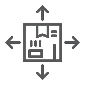 Distribution line icon, logistics and package, box with arrows sign, vector Stock Illustration