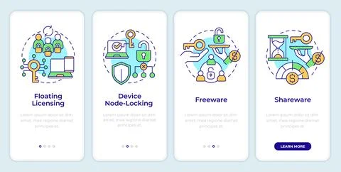 Distribution models onboarding mobile app screen Stock Illustration