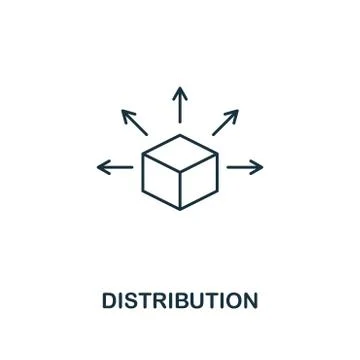 Distribution outline icon. Thin line style design from blockchain icons Stock Illustration