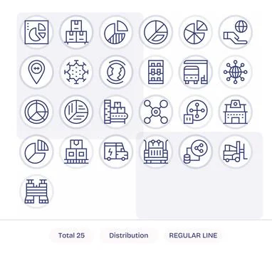 Distribution Premium Vector Bundle with 25 64x64 Display Perfect Regular Li.. Stock Illustration