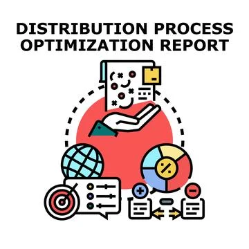 Distribution process optimization report concept illustration Stock Illustration