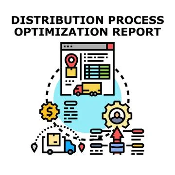 Distribution process optimization report developing business strategy Stock Illustration