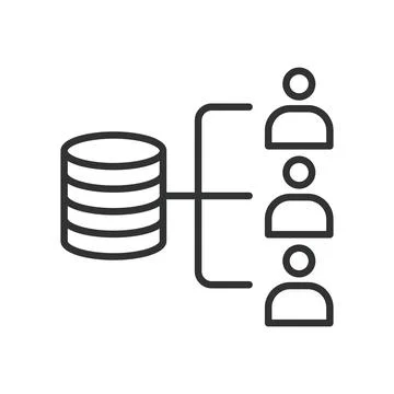 Distribution server end users, icon in line design. Distribution, server, end Stock Illustration