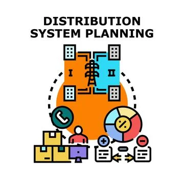 Distribution system planning and optimization of a complex network Stock Illustration