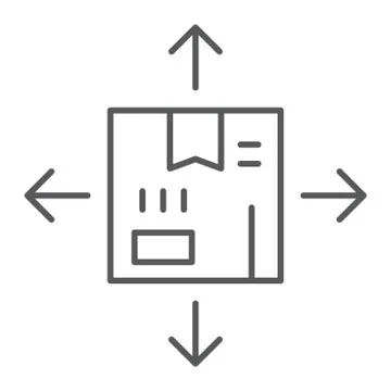 Distribution thin line icon, logistics and package, box with arrows sign, vector Stock Illustration