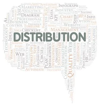 Distribution typography word cloud create with the text only. Stock Illustration