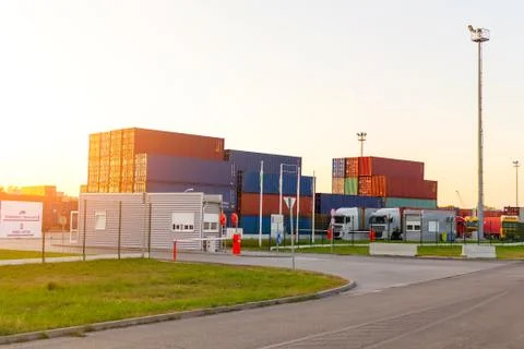 Distribution warehouse container shipping Stock Photos