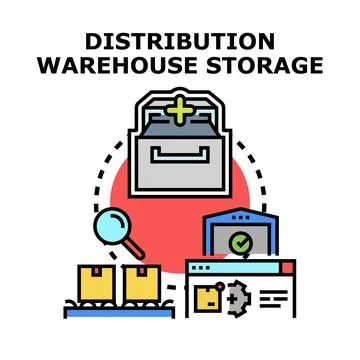 Distribution warehouse storage process managing logistics inventory Stockillustratie