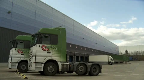 Distribution warehouse(lorry loading bays Stock Footage 25229439