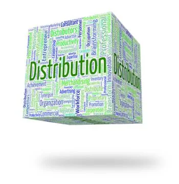 Distribution Word Indicates Supplying Text And Distribute Ilustração Stock