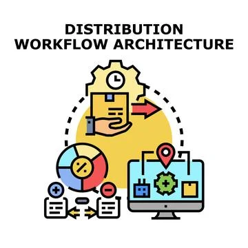 Distribution workflow architecture concept for business operations Stock Illustration