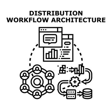 Distribution workflow architecture for data sharing process Stock Illustration
