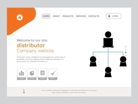 Distributor Landing page website template design Free Stock Illustration