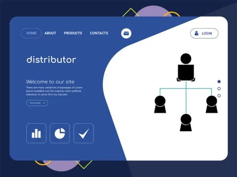 Distributor Landing page website template design Free Stock Illustration