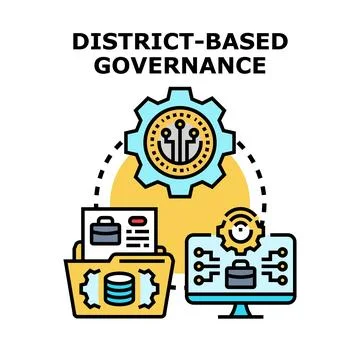 District based governance concept, system, and administration Stock Illustration
