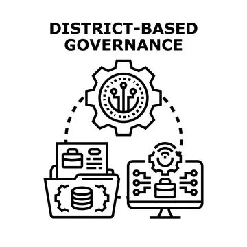 District based governance concept, system, and administration Stock Illustration