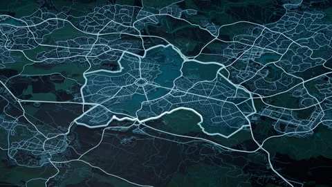 District of Canberra Central Australia Digital Map Highlight 4K Stock Footage 338009745