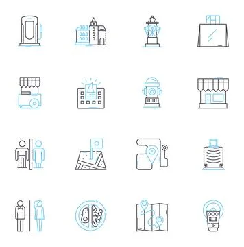 District chart linear icons set. Analysis, Visualization, Comparison, Evaluation Stock Illustration