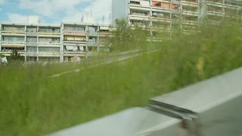 District in the city wiith grass in front Video stock 144993510